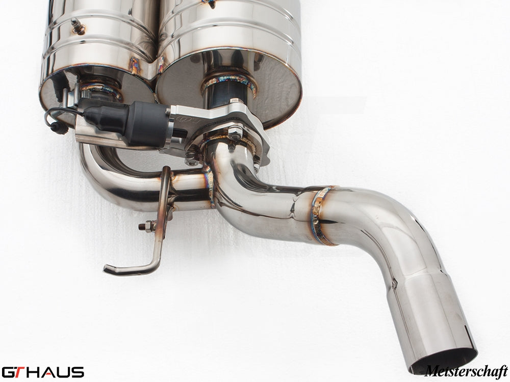 Premium stainless steel exhaust system for BMW E60 M5 Sedan V10, featuring precision craftsmanship and electronic valve control.