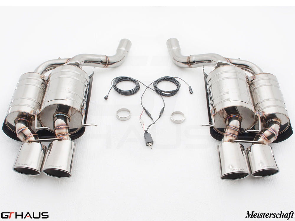 Premium exhaust system for BMW E60 M5 Sedan V10, featuring stainless steel construction and electronic valve control.