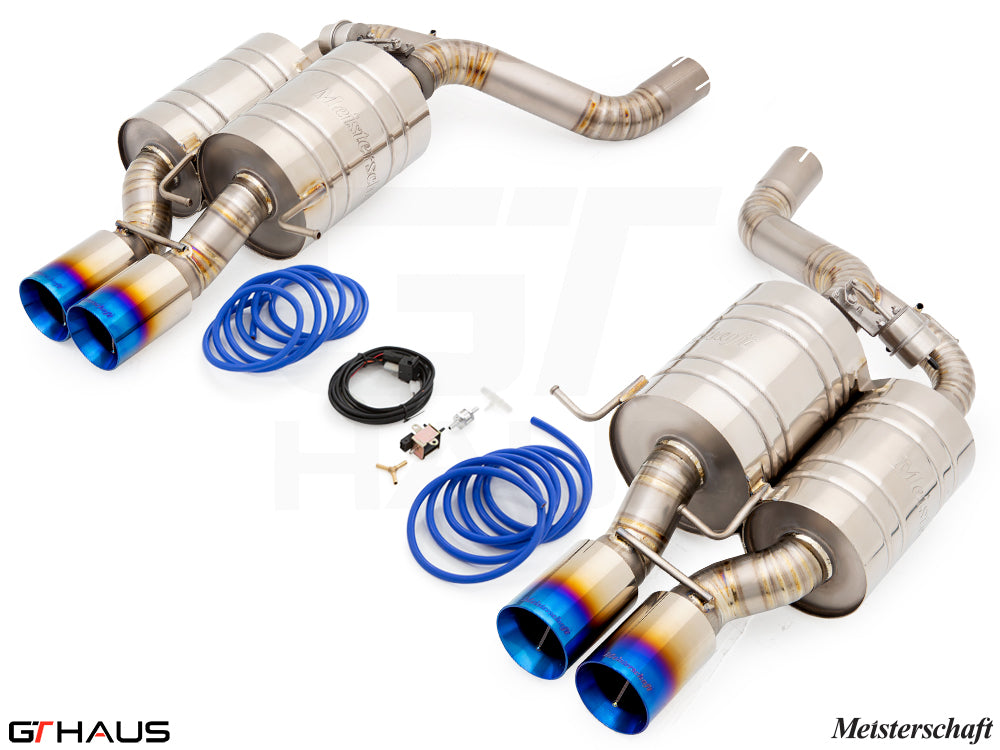 Premium performance exhaust system for BMW E60 M5 Sedan V10, featuring stainless steel construction and electronic valve control.