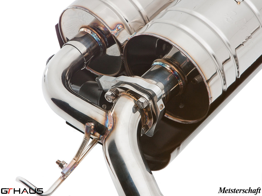 Premium exhaust system for BMW E63/64 6 Series 645Ci/650Ci, showcasing high-quality stainless steel construction.