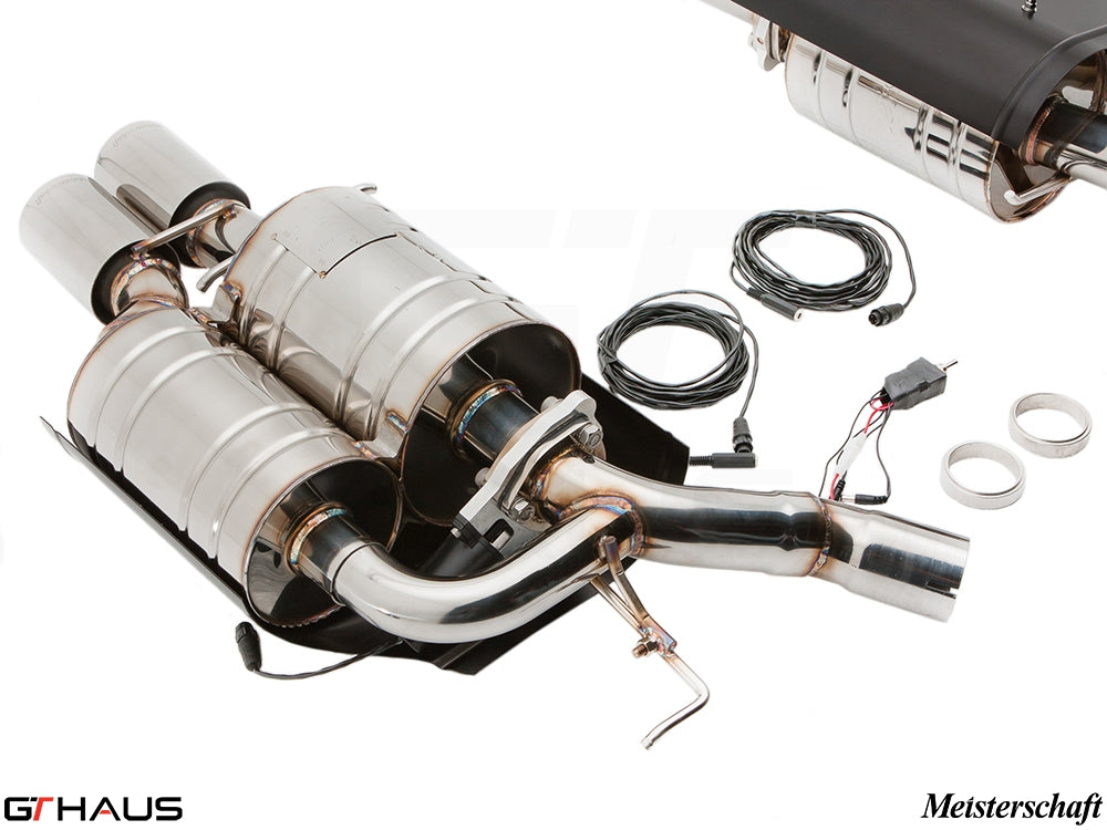 Premium exhaust system for BMW E63/64 6 Series 645Ci/650Ci, featuring stainless steel construction and electronic valve control.