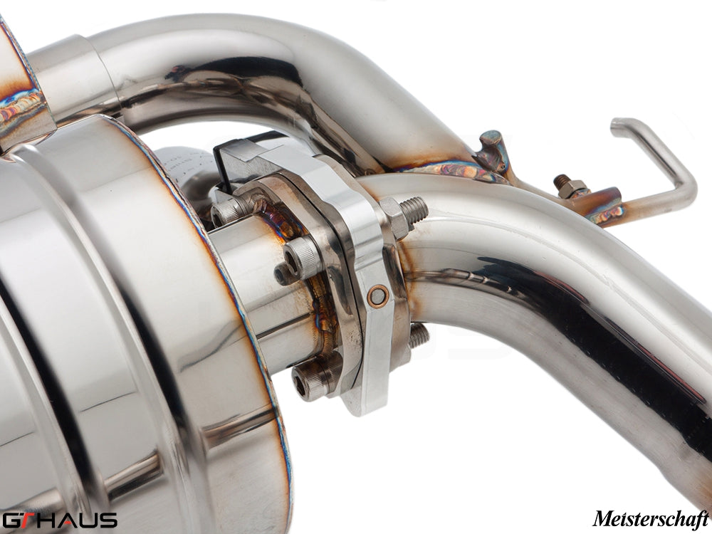 Premium stainless steel exhaust system for BMW E63/64 6 Series 645Ci/650Ci, showcasing precision craftsmanship and durability.