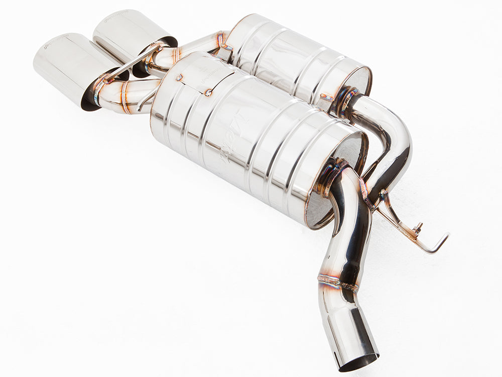 Premium performance exhaust system for BMW E63/64 6 Series 645Ci/650Ci, featuring polished stainless steel construction.