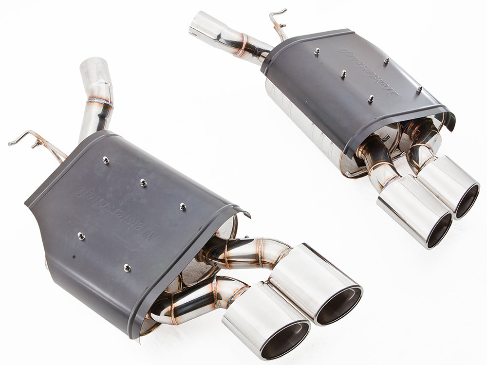 Premium exhaust system for BMW E63/64 6 Series 645Ci/650Ci, featuring dual tips and high-quality stainless steel construction.