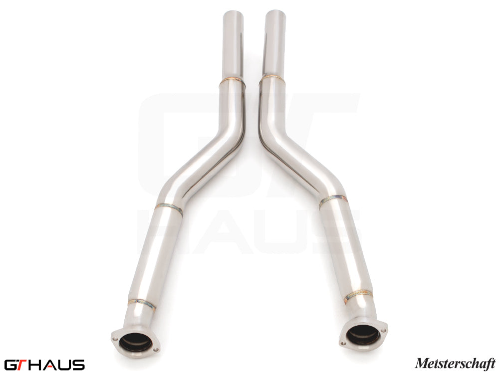 Premium stainless steel section 1 exhaust pipes for BMW E63/64 M6, replacing second cats with straight pipes for enhanced performance.