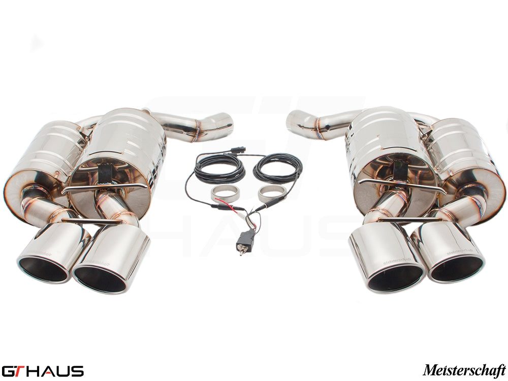Premium exhaust system for BMW E63/64 M6 V10, featuring dual tips and electronic valve control for enhanced performance.