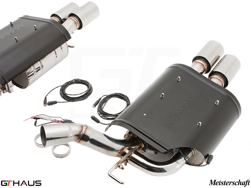 Premium exhaust system for BMW E63/64 M6 V10, featuring dual tips and electronic valve control for enhanced performance.