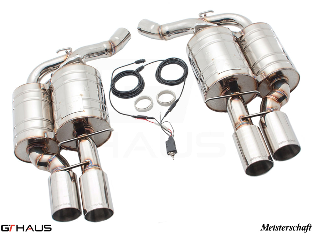 Premium performance exhaust system for BMW E63/64 M6 V10, featuring stainless steel construction and electronic valve control.