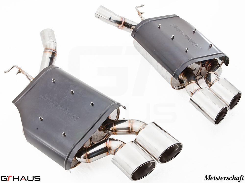 Premium performance exhaust system for BMW E63/64 M6 V10, featuring dual tips and stainless steel construction.