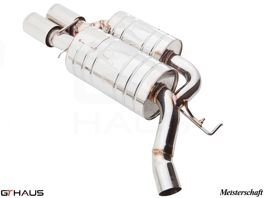 Premium Meisterschaft exhaust system for BMW E63/64 M6 V10 (2006-2010), featuring polished stainless steel construction.