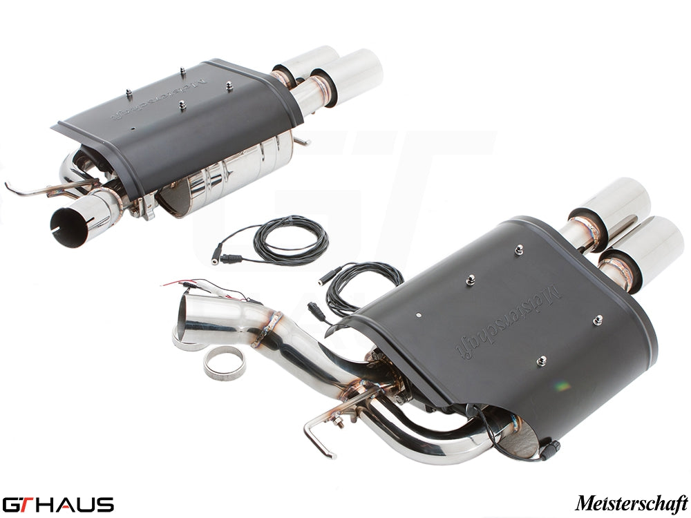 Premium Meisterschaft exhaust system for BMW E63/64 M6 V10, featuring dual tips and electronic valve control.