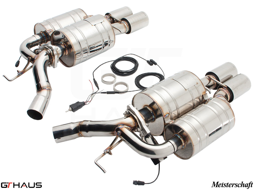 Premium performance exhaust system for BMW E63/64 M6 V10, featuring stainless steel construction and electronic valve control.
