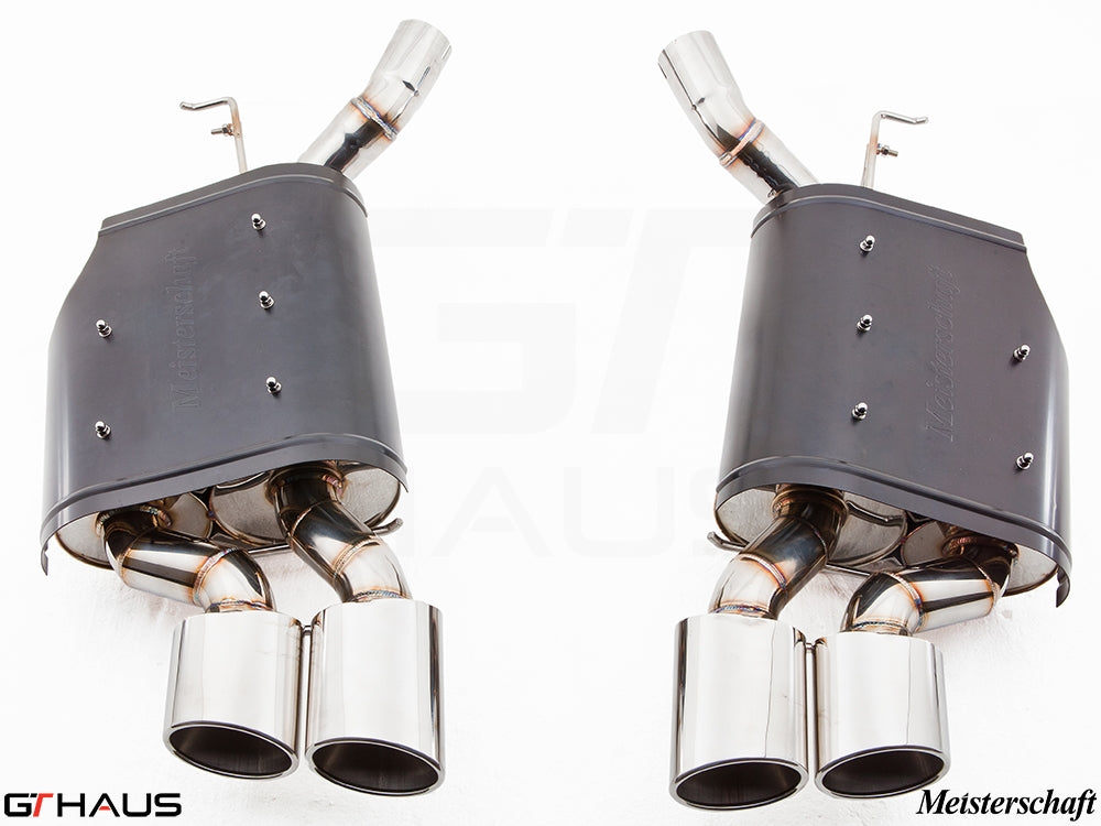 Premium Meisterschaft exhaust system for BMW E63/64 M6 V10, featuring high-quality stainless steel construction.