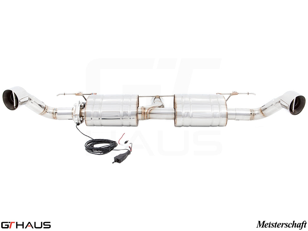 Premium performance exhaust system for BMW E70 X5 3.5i N55 Turbo, featuring stainless steel construction and electronic valve control.