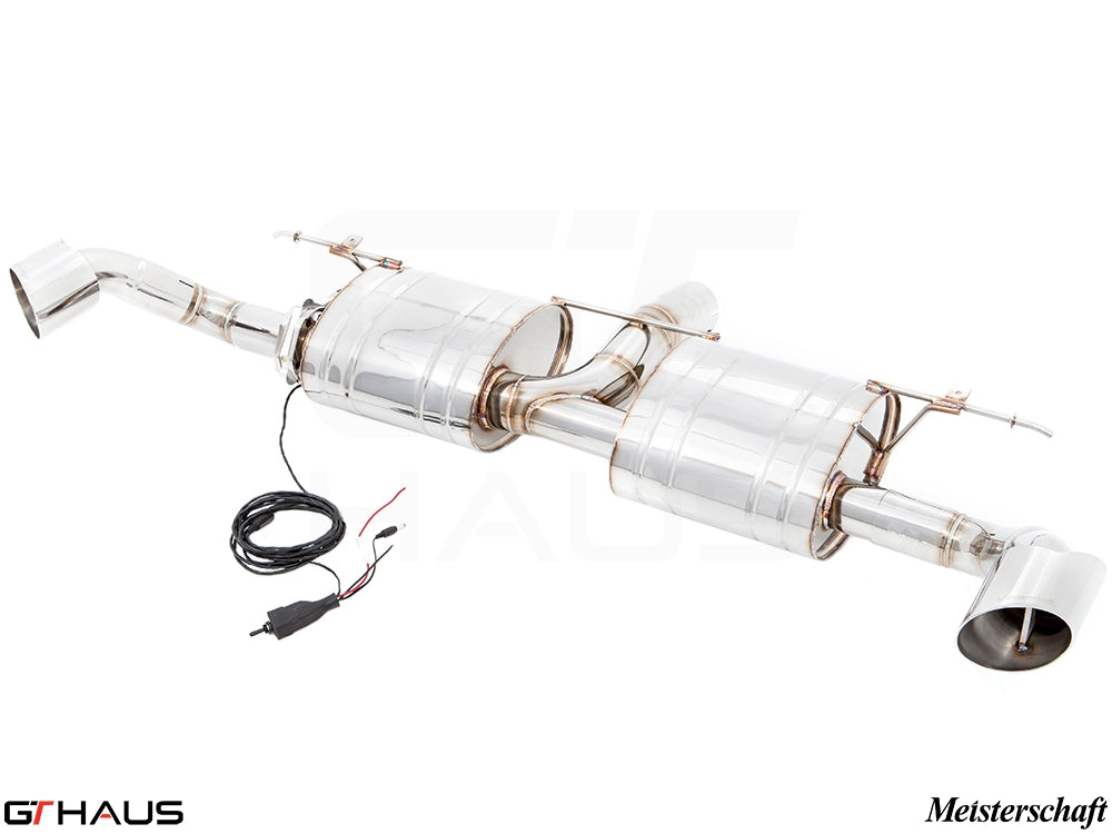 Premium Meisterschaft exhaust system for BMW E70 X5 3.5i N55 Turbo, featuring stainless steel construction and electronic valve control.