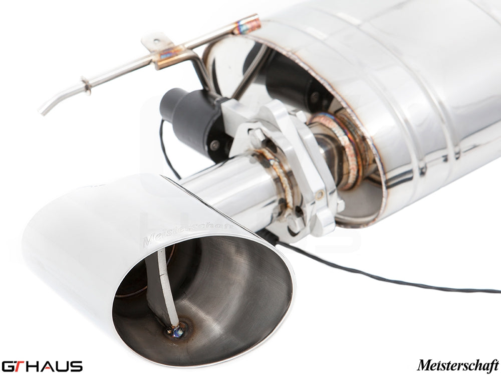 Premium exhaust system for BMW E70 X5 3.5i N55 Turbo, featuring polished stainless steel and electronic valve control.