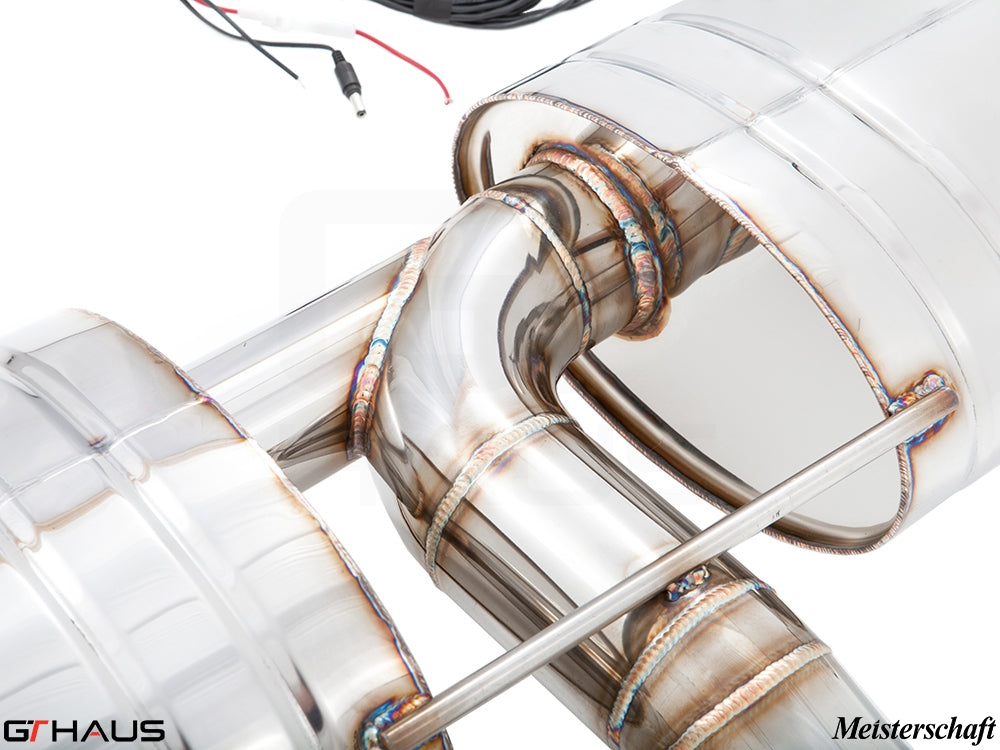 Premium stainless steel exhaust system for BMW E70 X5 3.5i, showcasing precision welding and craftsmanship.