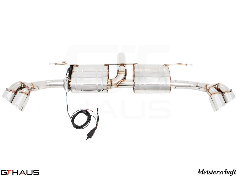 Premium performance exhaust system for BMW E70 X5 3.5i N55 Turbo, featuring stainless steel construction and electronic valve control.