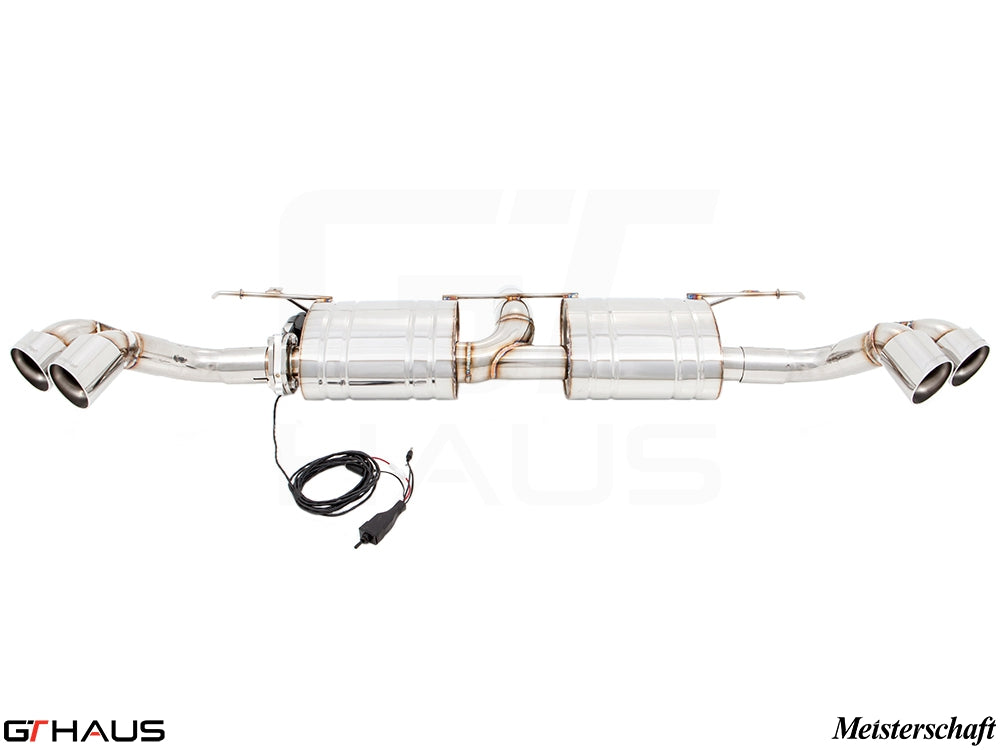 Premium exhaust system for BMW E70 X5 3.5i N55 Turbo, featuring stainless steel construction and dual tips.