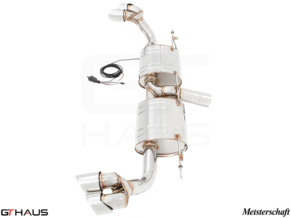 Premium performance exhaust system for BMW E70 X5 3.5i N55 Turbo, featuring stainless steel construction and electronic valve control.