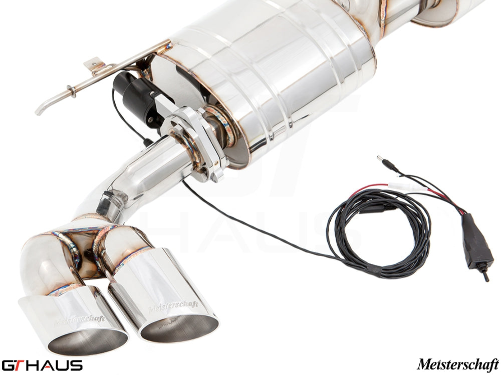 Premium exhaust system for BMW E70 X5 3.5i N55 Turbo, featuring stainless steel construction and electronic valve control.