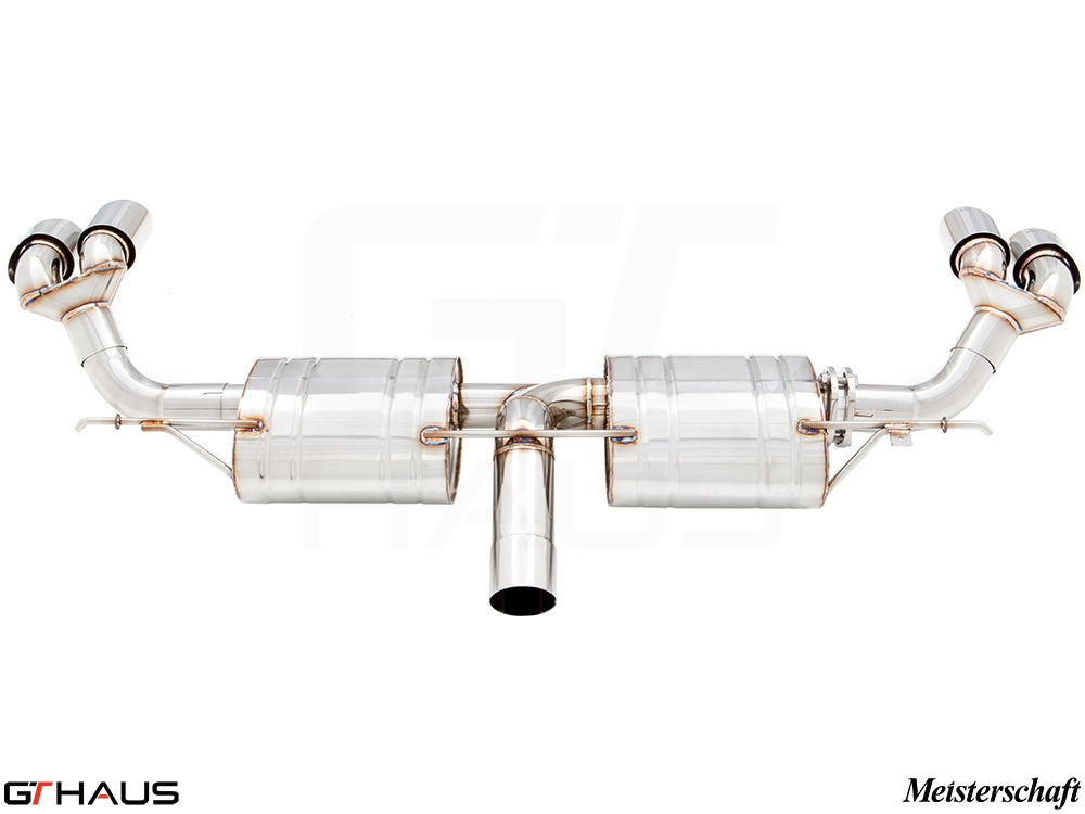 Premium Meisterschaft exhaust system for BMW E70 X5 3.5i, featuring stainless steel construction and dual tips.