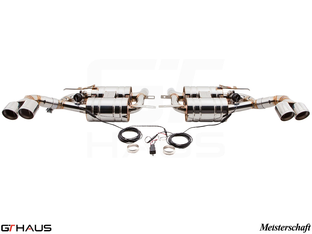 Premium performance exhaust system for BMW E70 X5 4.8i, featuring stainless steel construction and electronic valve control.