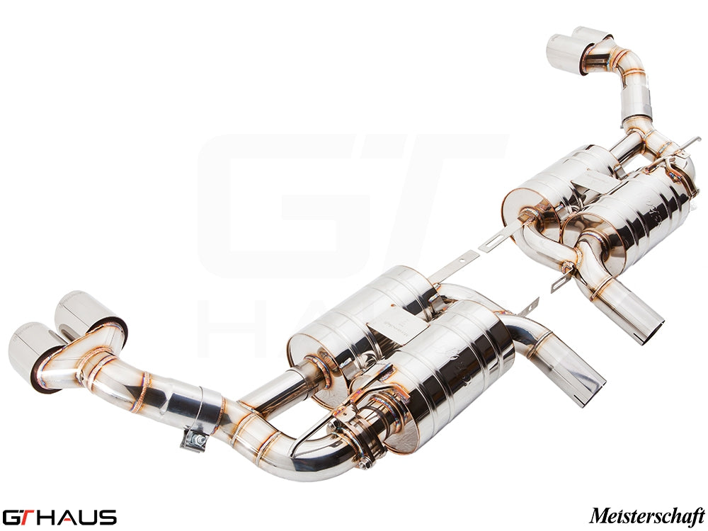 Premium Meisterschaft exhaust system for BMW E70 X5 SAV 4.8i (2007-2013), featuring stainless steel construction and dual tips.