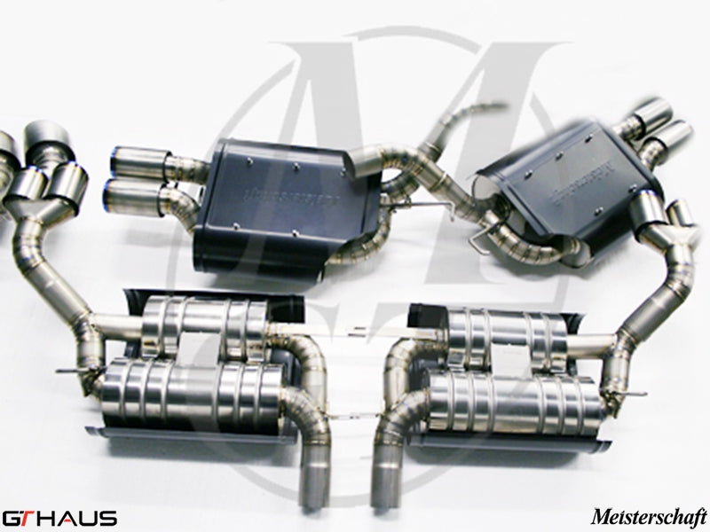 Premium performance exhaust system for BMW E70 X5 SAV 4.8i, featuring stainless steel construction and dual tips.