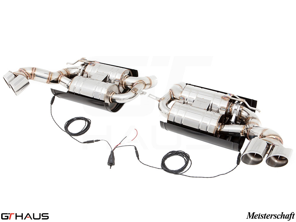 Premium performance exhaust system for BMW E70 X5 5.0i, featuring stainless steel construction and electronic valve control.