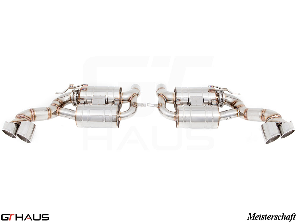 Premium stainless steel exhaust system for BMW E70 X5 5.0i, featuring dual tips and enhanced performance.