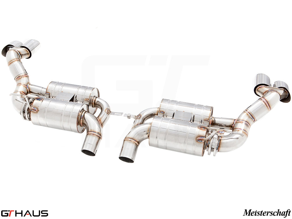 Premium performance exhaust system for BMW E70 X5 SAV 5.0i, featuring dual tips and stainless steel construction.