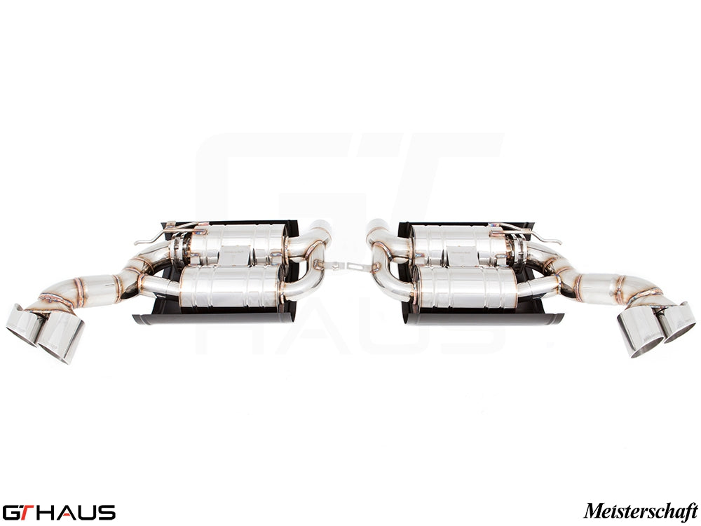 Premium Meisterschaft exhaust system for BMW E70 X5 SAV 5.0i, featuring dual tips and high-performance design.
