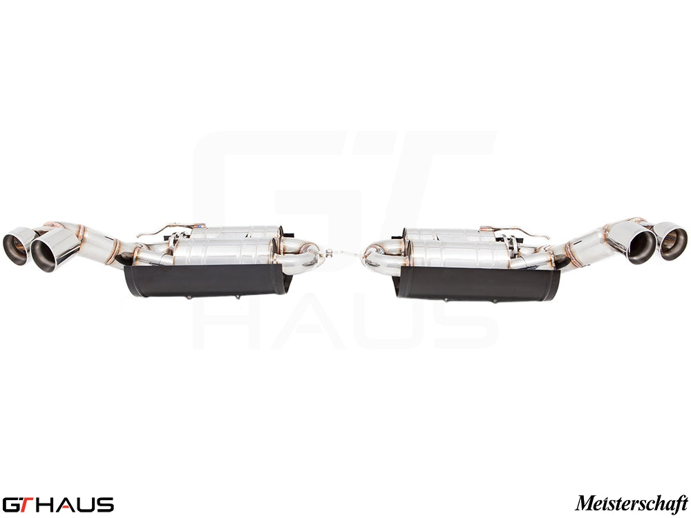 Premium exhaust system for BMW E70 X5 SAV 5.0i, featuring dual tips and durable stainless steel construction.