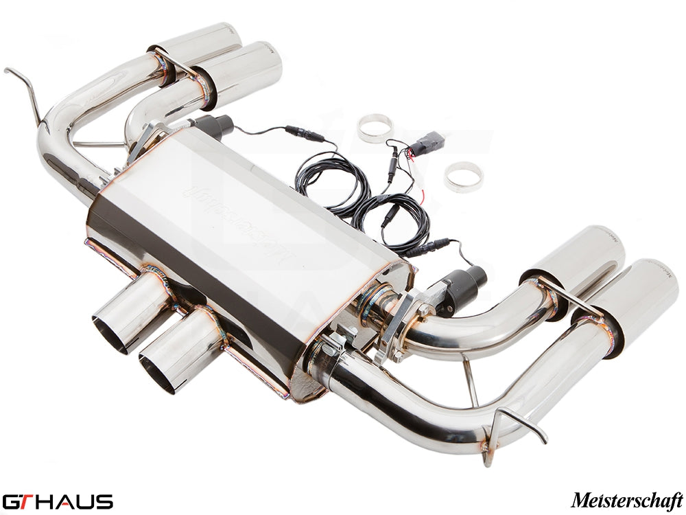 Premium Meisterschaft exhaust system for BMW E70 X5M (2007-2013) featuring V8 twin-turbo design and electronic valve control.