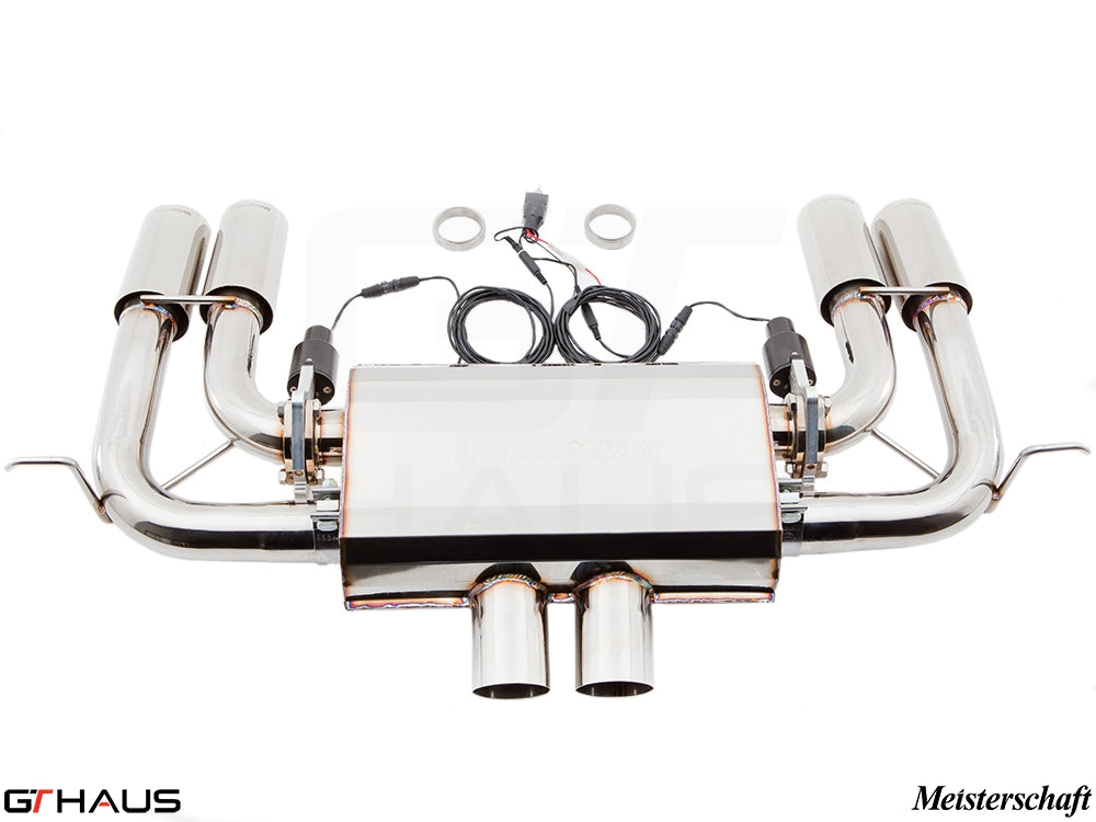 Premium performance exhaust system for BMW E70 X5M, featuring V8 twin-turbo design and electronic valve control.