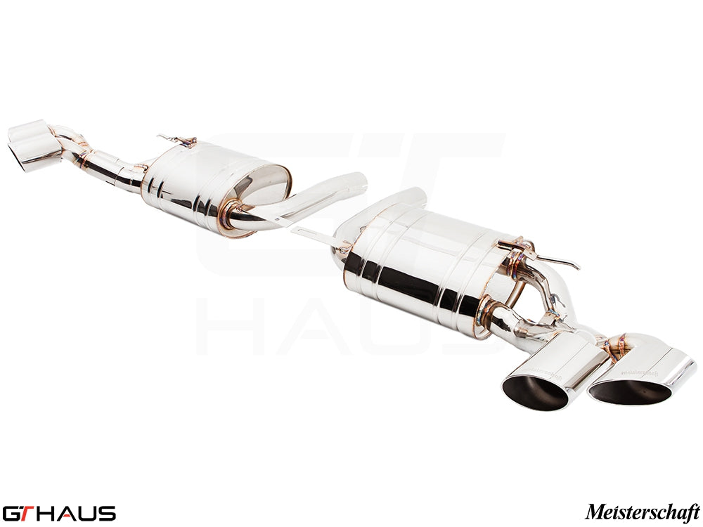 Premium exhaust system for BMW E71 X6 SAV Sport 3.5i, featuring polished stainless steel and dual tips for enhanced performance.