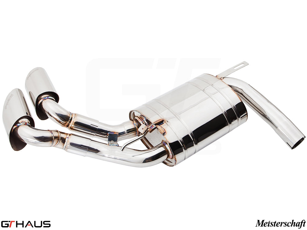 Premium exhaust system for BMW E71 X6 SAV Sport 3.5i, featuring polished stainless steel construction and dual tips.