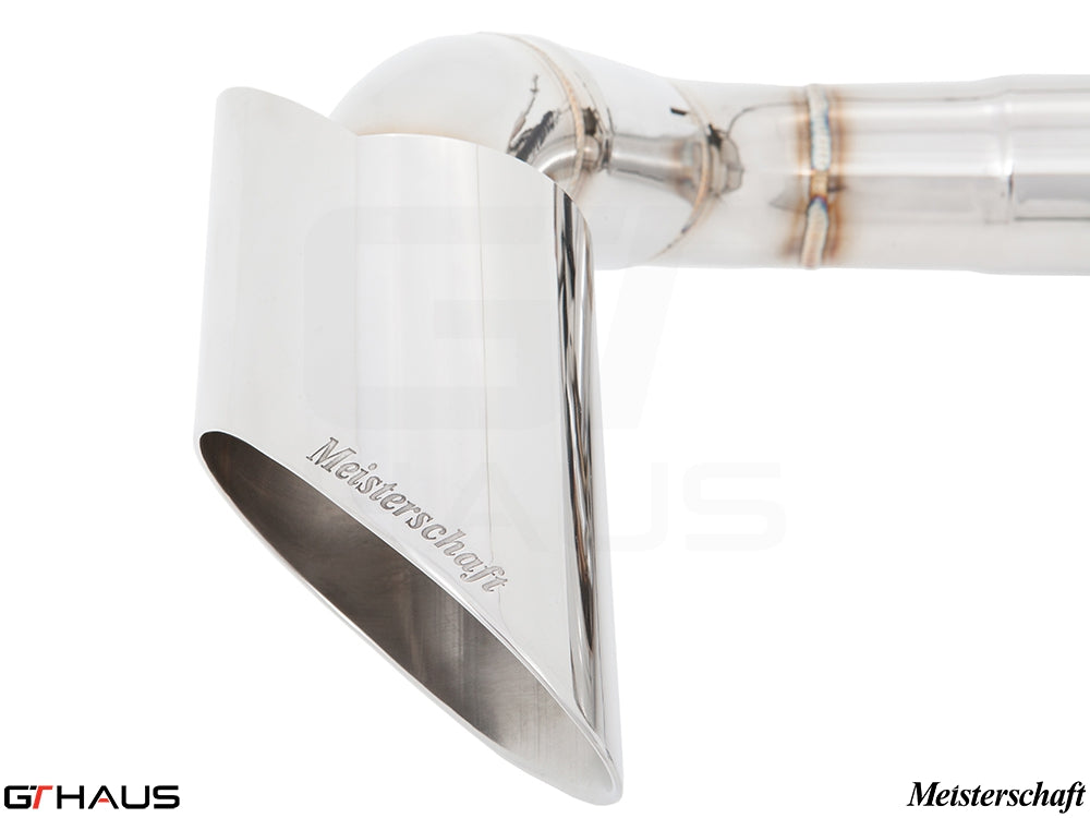 Premium Meisterschaft exhaust tip for BMW E71 X6 SAV Sport 3.5i, enhancing performance and style with polished stainless steel.