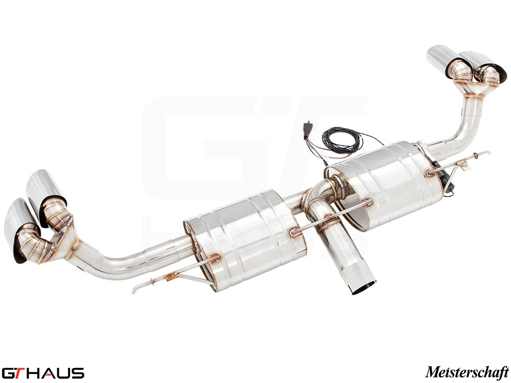 Premium stainless steel exhaust system for BMW E71 X6 SAV Sport 3.5i, featuring dual tips and electronic valve control.