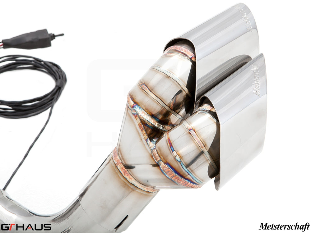 Premium exhaust system for BMW E71 X6 SAV Sport 3.5i featuring dual tips and electronic valve control.