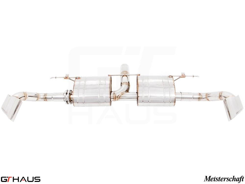 Premium performance exhaust system for BMW E71 X6 SAV Sport 3.5i, featuring stainless steel construction and polished tips.