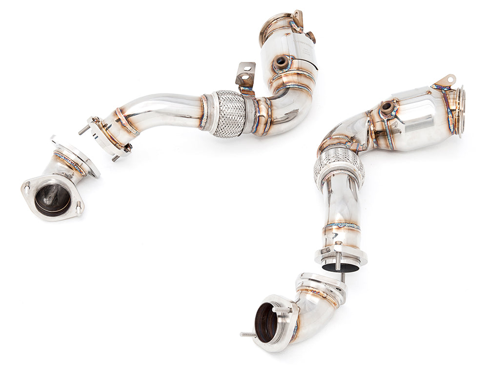 Premium down pipes for BMW E71 X6 SAV Sport 2008-2014 with 400CEL sport cats for enhanced performance.