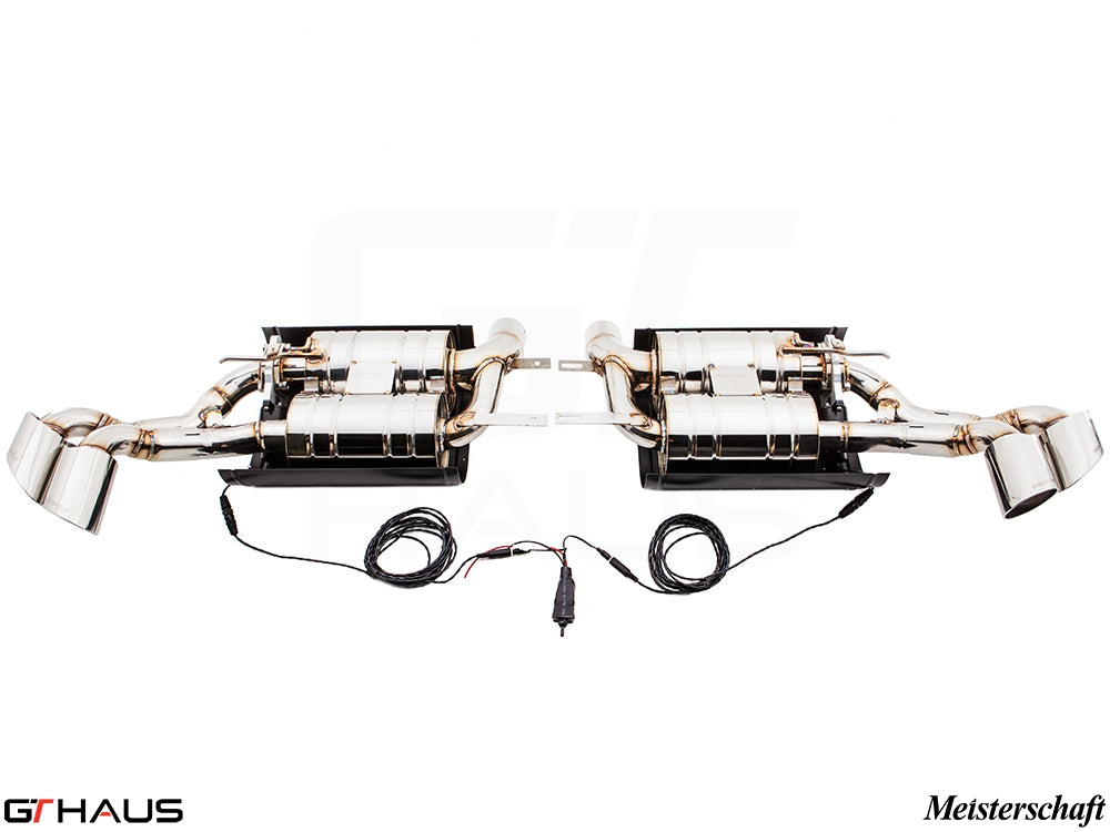 Premium exhaust system for BMW E71 X6 SAV Sport 5.0i, featuring dual tips and electronic valve control for enhanced performance.