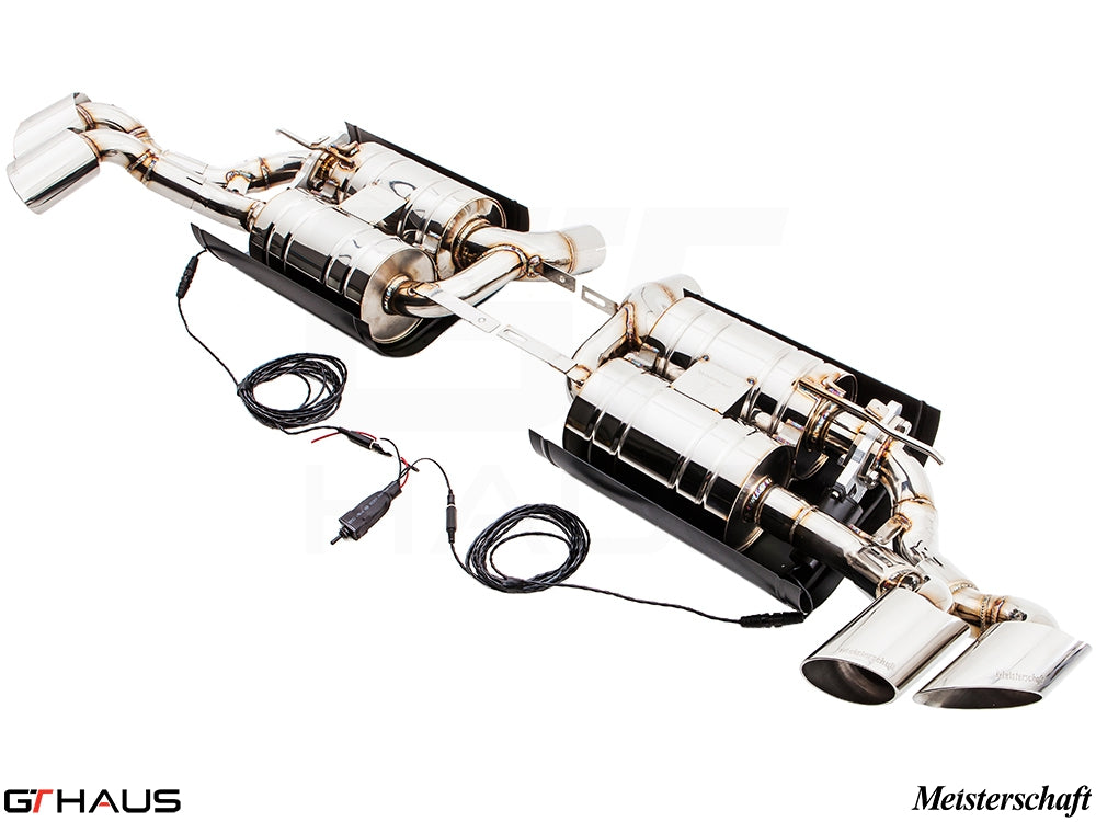 Premium exhaust system for BMW E71 X6 SAV Sport 5.0i, featuring stainless steel construction and electronic valve control.