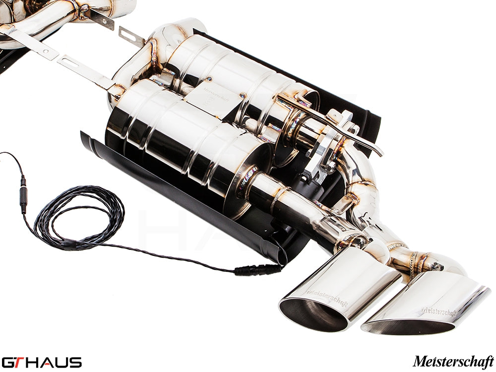 Premium performance exhaust system for BMW E71 X6 SAV Sport 5.0i, featuring stainless steel construction and electronic valve control.