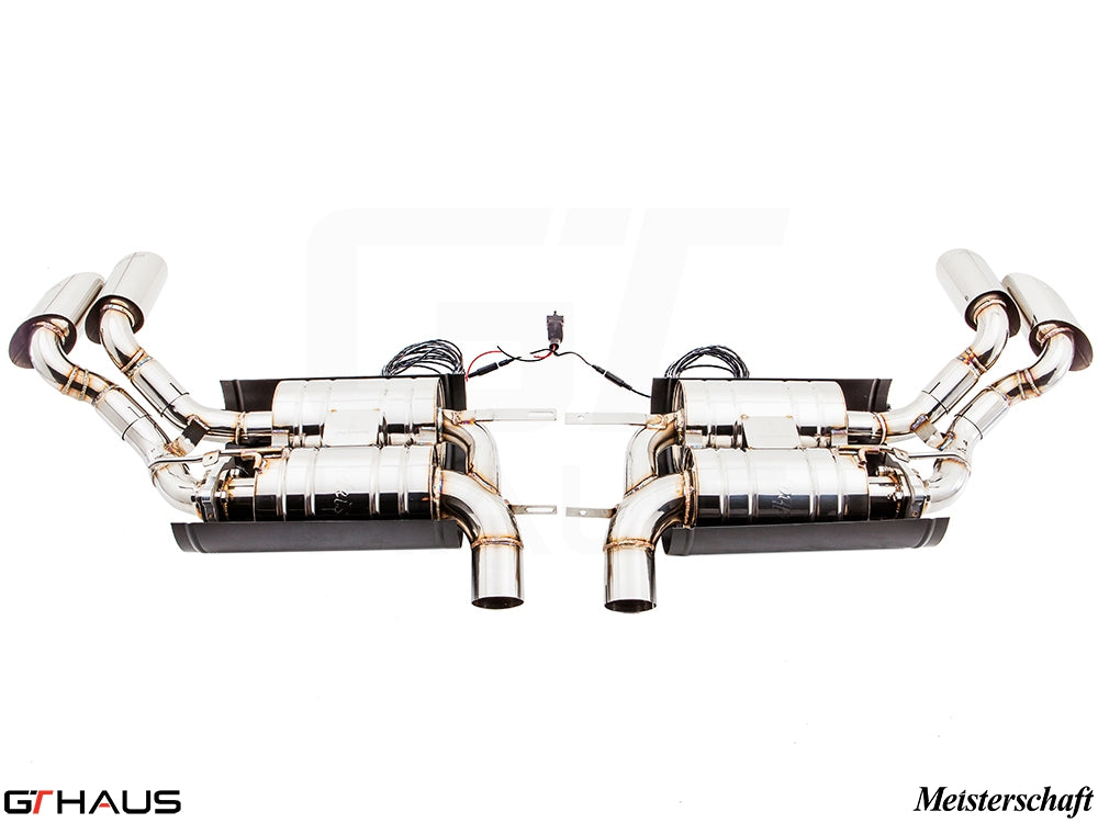 Premium exhaust system for BMW E71 X6 SAV Sport 5.0i, featuring dual tips and electronic valve control for enhanced performance.