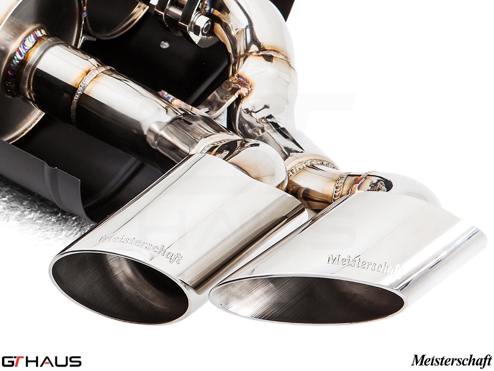 Premium Meisterschaft exhaust tips for BMW E71 X6 SAV Sport 5.0i, enhancing performance and style.