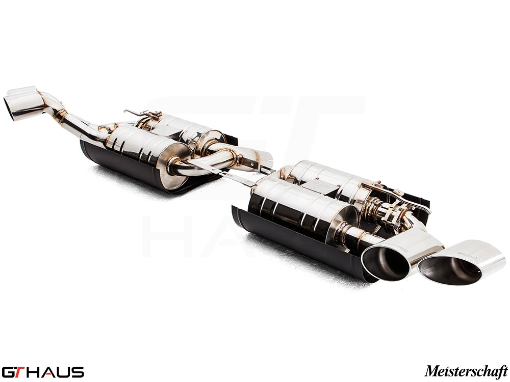 Premium exhaust system for BMW E71 X6 SAV Sport 5.0i, featuring stainless steel construction and dual tips.