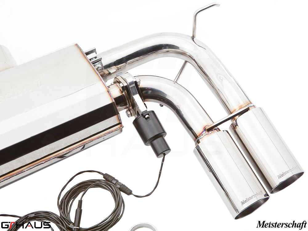 Premium Meisterschaft exhaust system for BMW E71 X6M, featuring V8 twin-turbo design and electronic valve control.